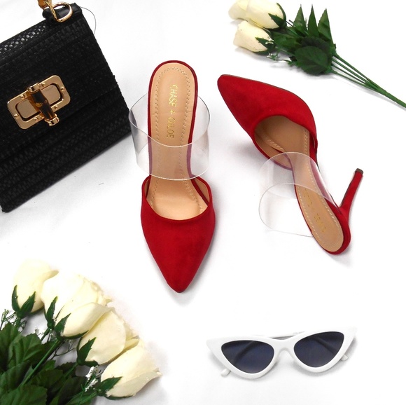 Bee Glam Boutique Shoes - New Red Pointed Toe Lucite Heels